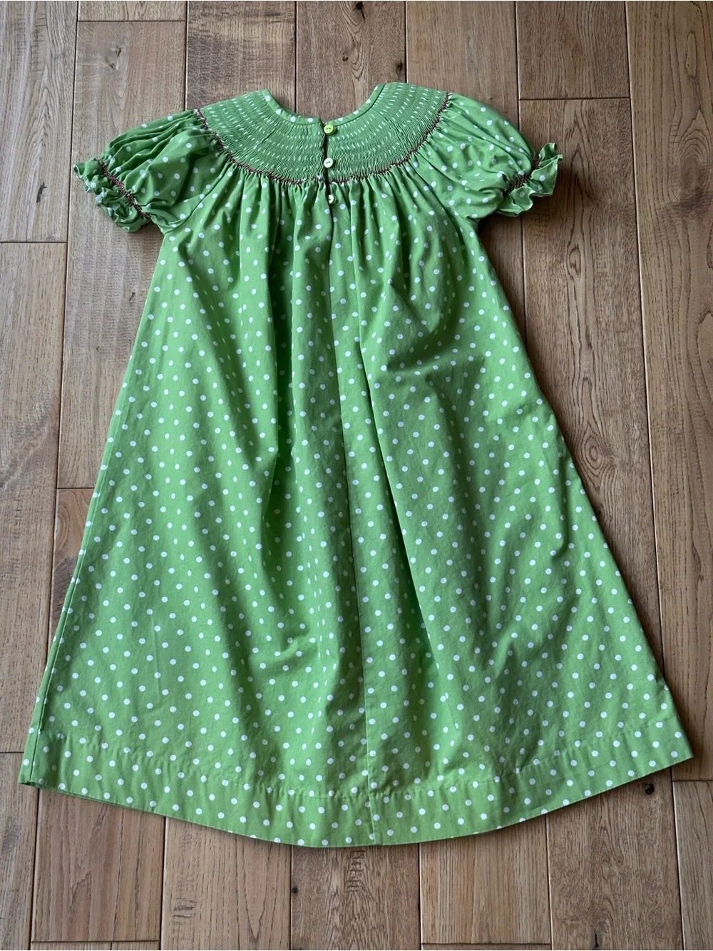 Castles & Crowns Green Polka Dot Smocked Christmas Santa Hat Dress size 6